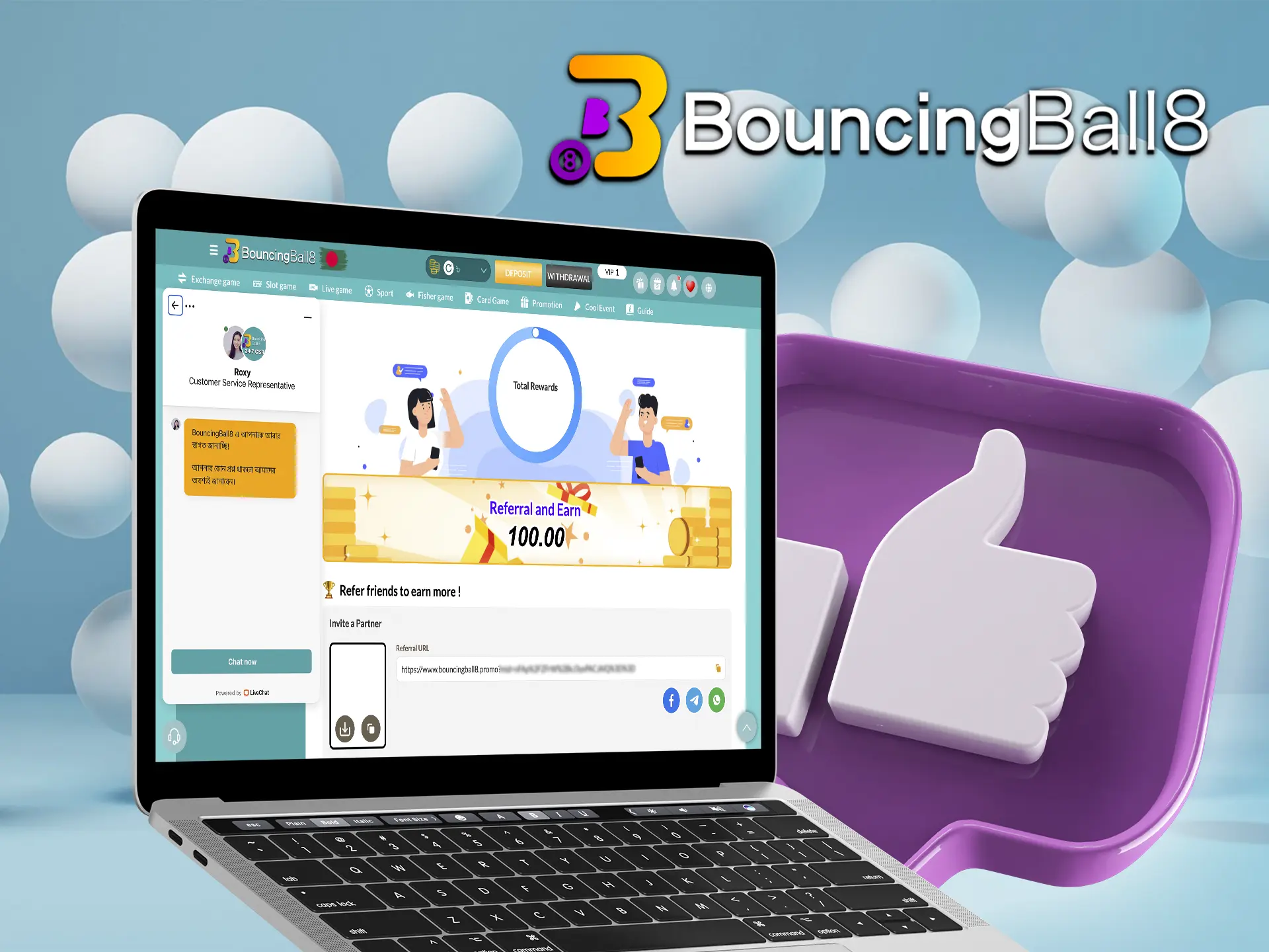 By becoming a BouncingBall8 affiliate you will receive a large number of additional bonuses and benefits from the casino.