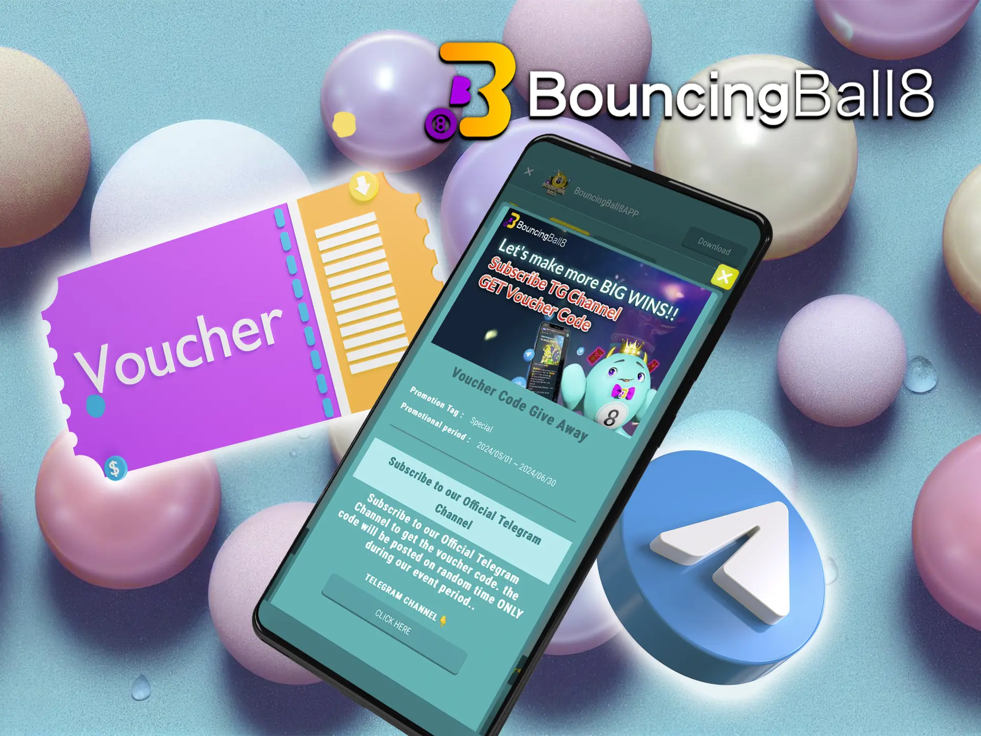 Subscribe to the BouncingBall8 group on Telegram to stay up to date with new promotions and get Voucher codes.