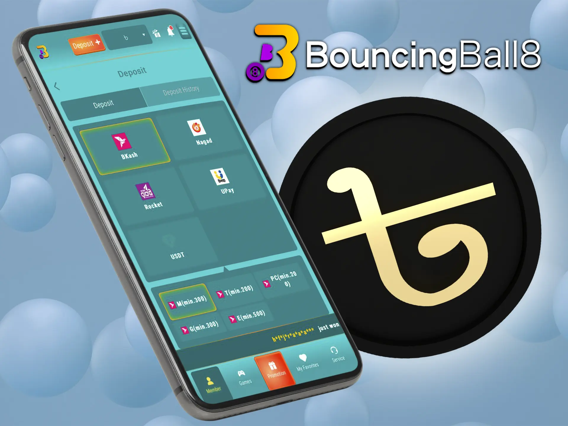 Instant top-ups are also available on the innovative mobile app from BouncingBall8.